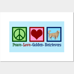 Peace Love Golden Retrievers Posters and Art